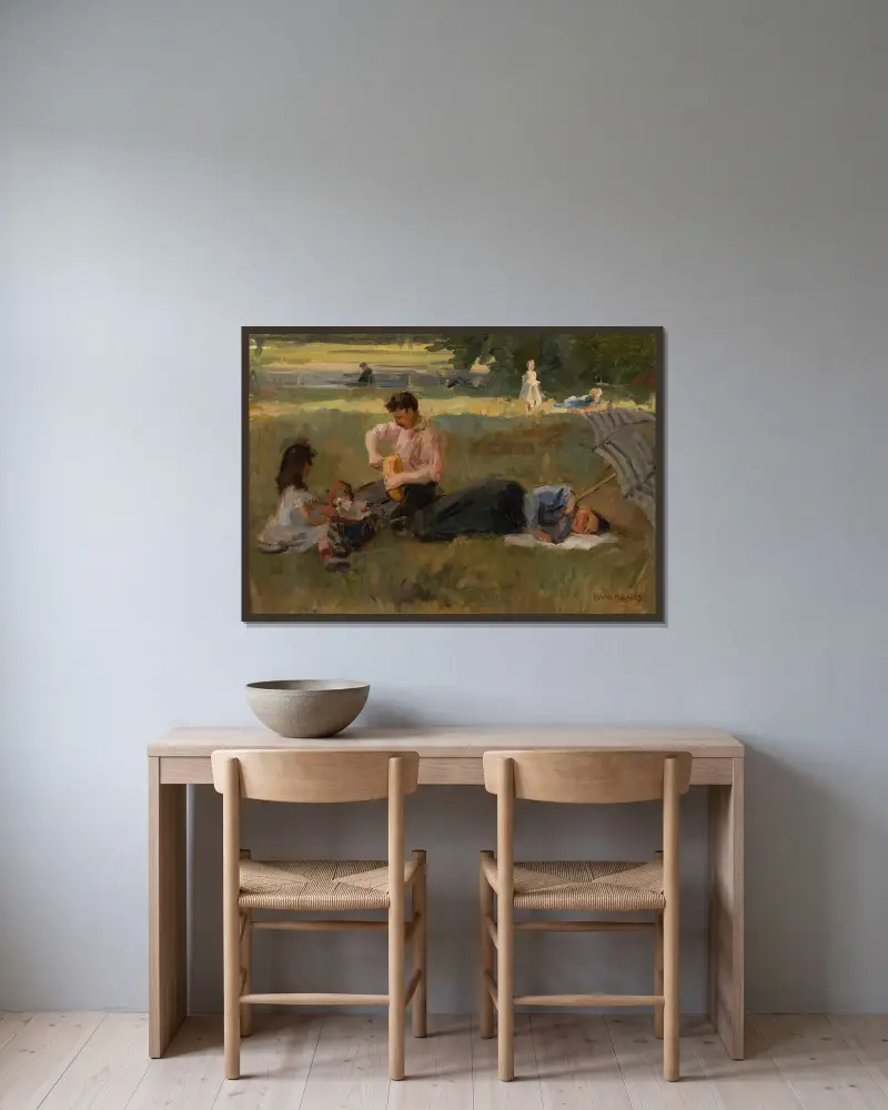 Picknick i Bois de Boulogne, Paris av Isaac Israëls inramad på en vägg