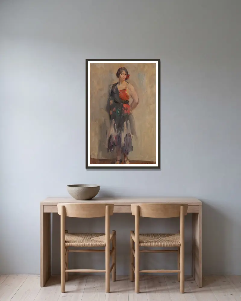 Standing girl av Isaac Israëls inramad på en vägg