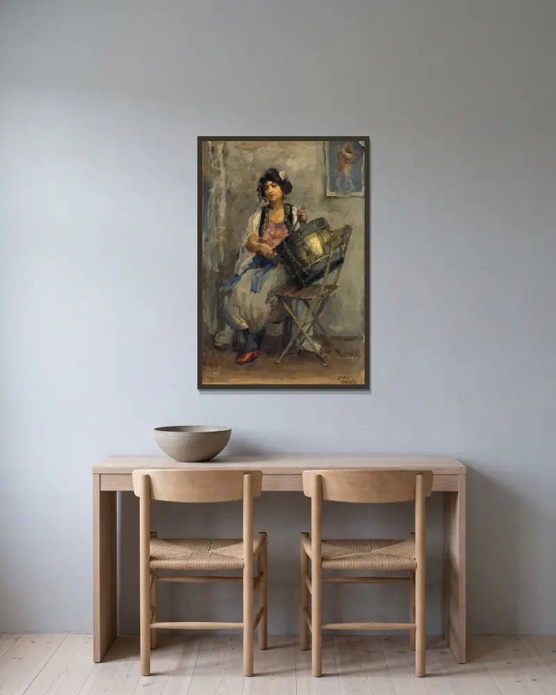 Die Trommlerin von Isaac Israëls gerahmt an einer Wand