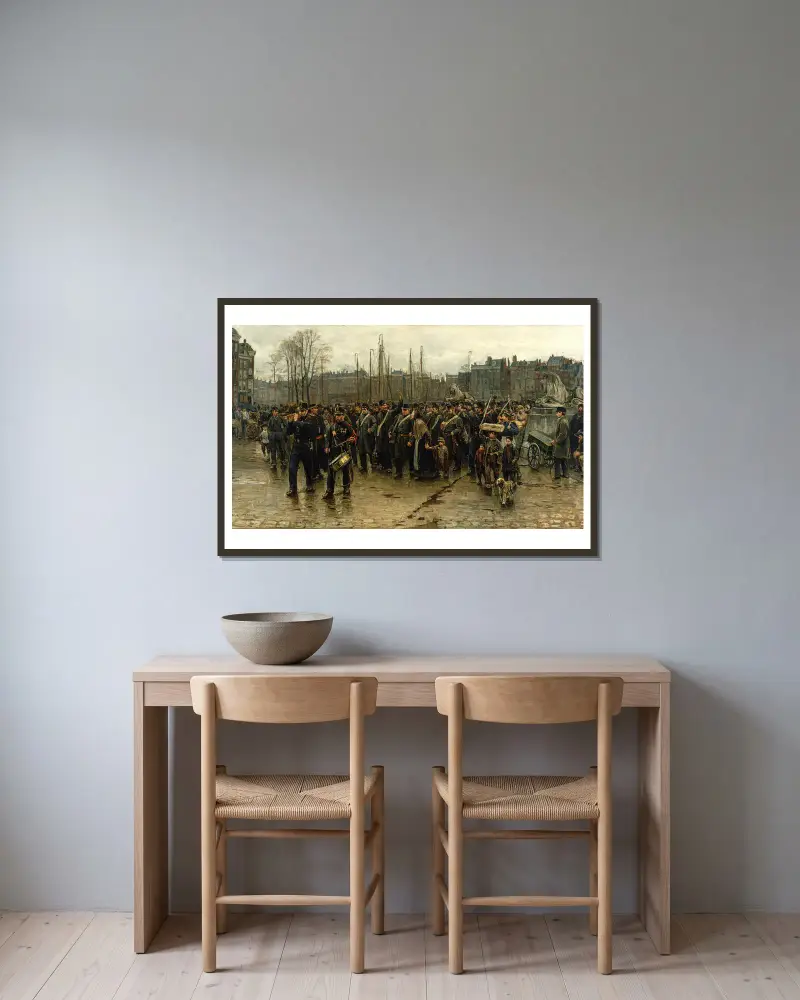Transport of colonial soldiers av Isaac Israëls inramad på en vägg