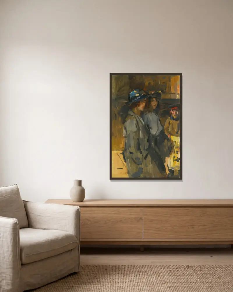 Zwei Cockney-Mädchen von Isaac Israëls gerahmt an einer Wand