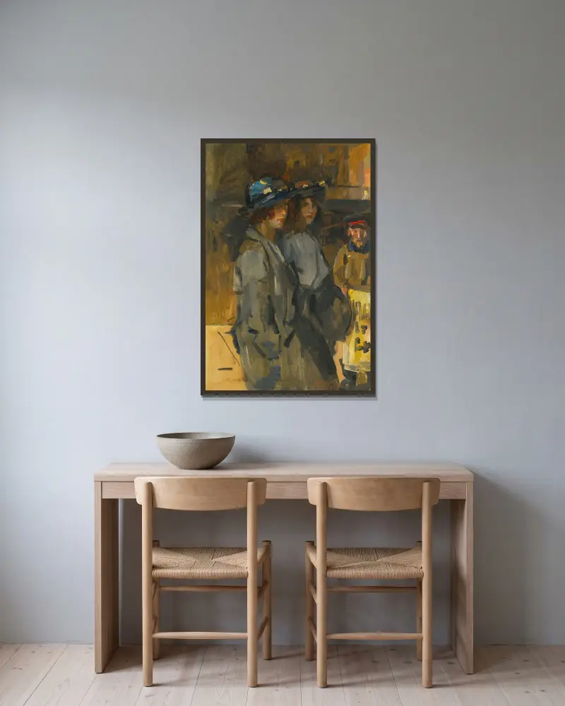 Zwei Cockney-Mädchen von Isaac Israëls gerahmt an einer Wand