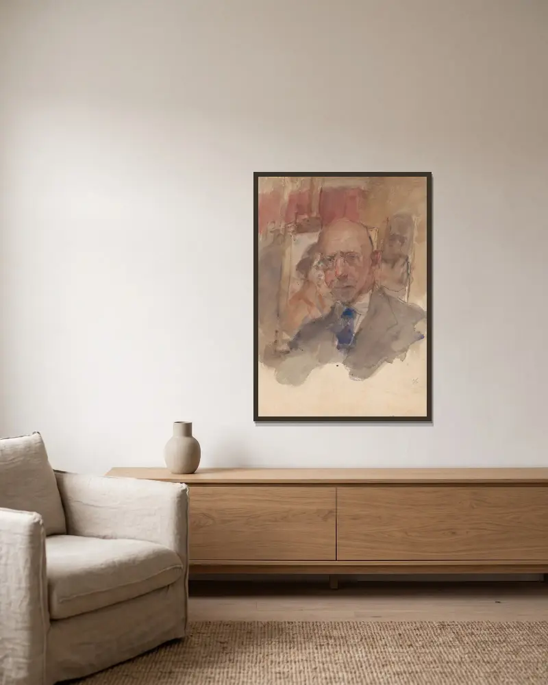 Zelfportret van Isaac Israels av Isaac Israëls inramad på en vägg