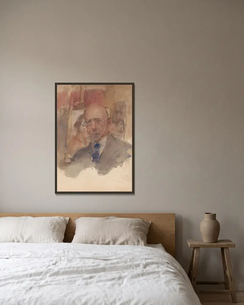 Zelfportret van Isaac Israels av Isaac Israëls inramad på en vägg