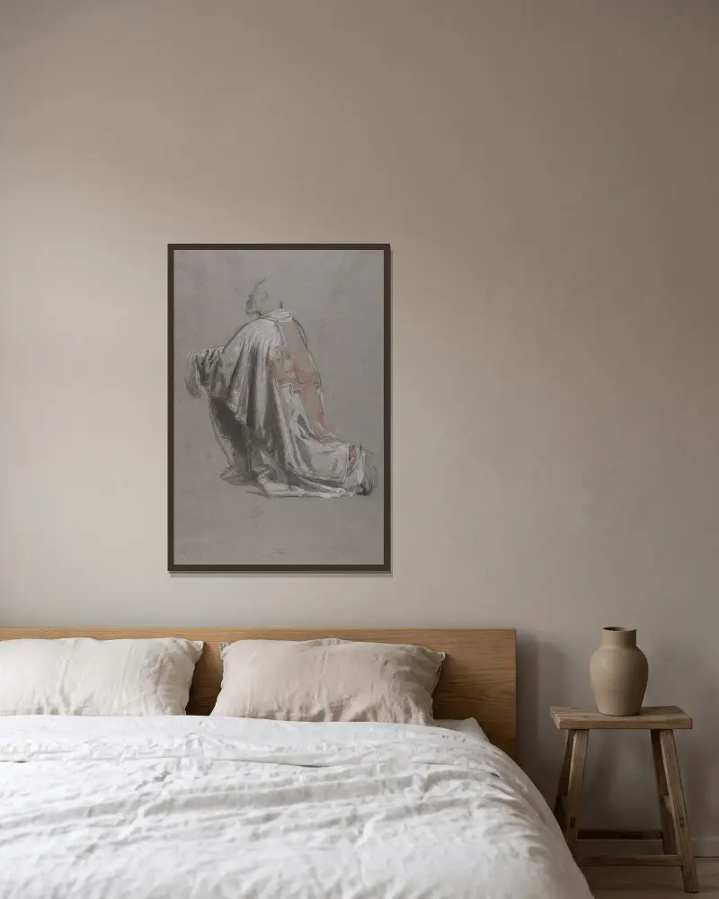 Drapery Study for a Bishop av Isidore Pils inramad på en vägg