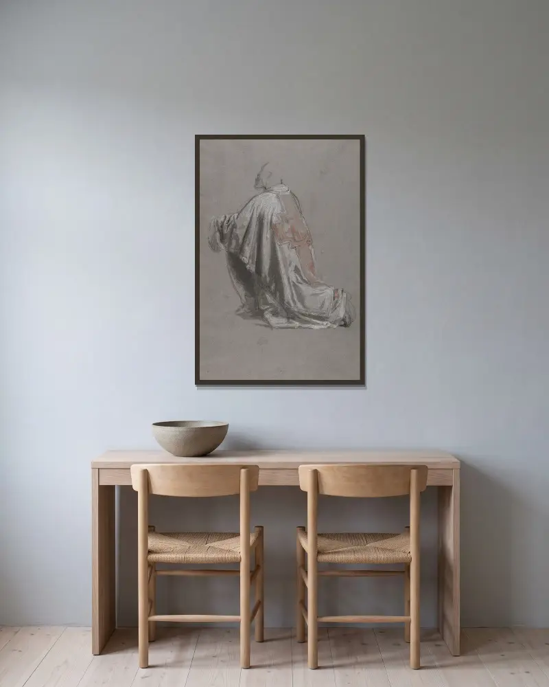 Drapery Study for a Bishop av Isidore Pils inramad på en vägg
