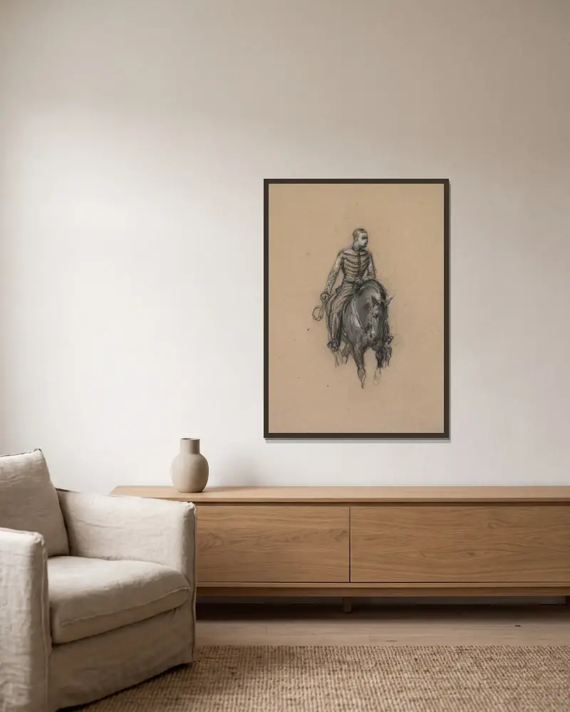Militaire a cheval (Soldier on Horseback) av Isidore Pils inramad på en vägg