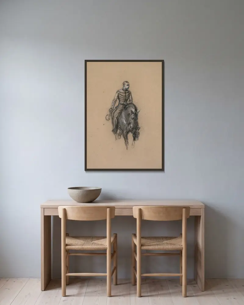 Militaire a cheval (Soldier on Horseback) av Isidore Pils inramad på en vägg