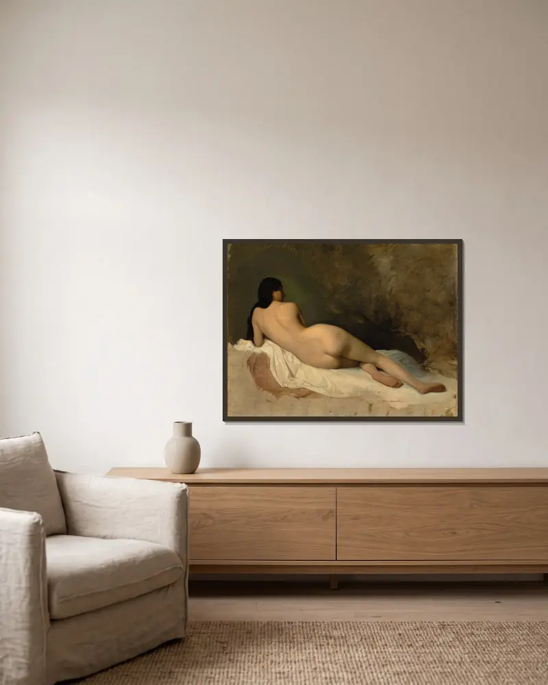 Study of a Reclining Nude av Isidore Pils inramad på en vägg