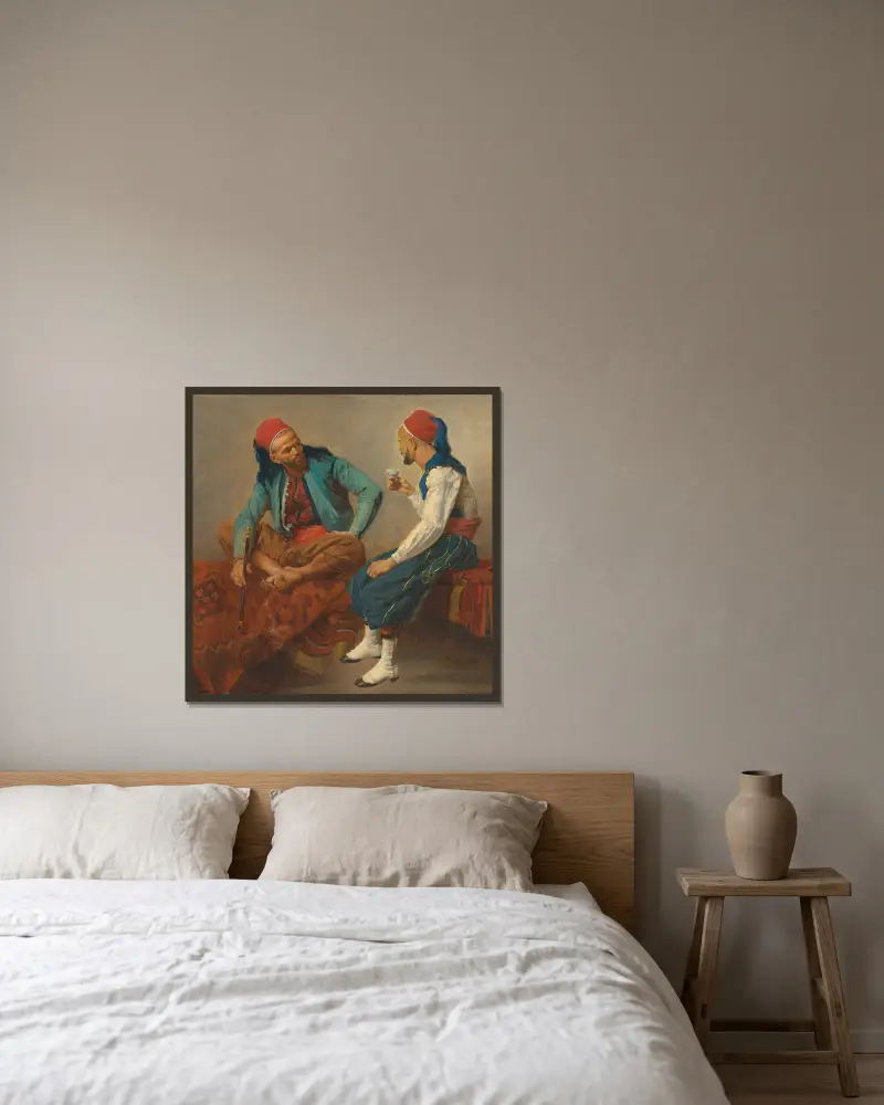Two North Africans conversing av Isidore Pils inramad på en vägg