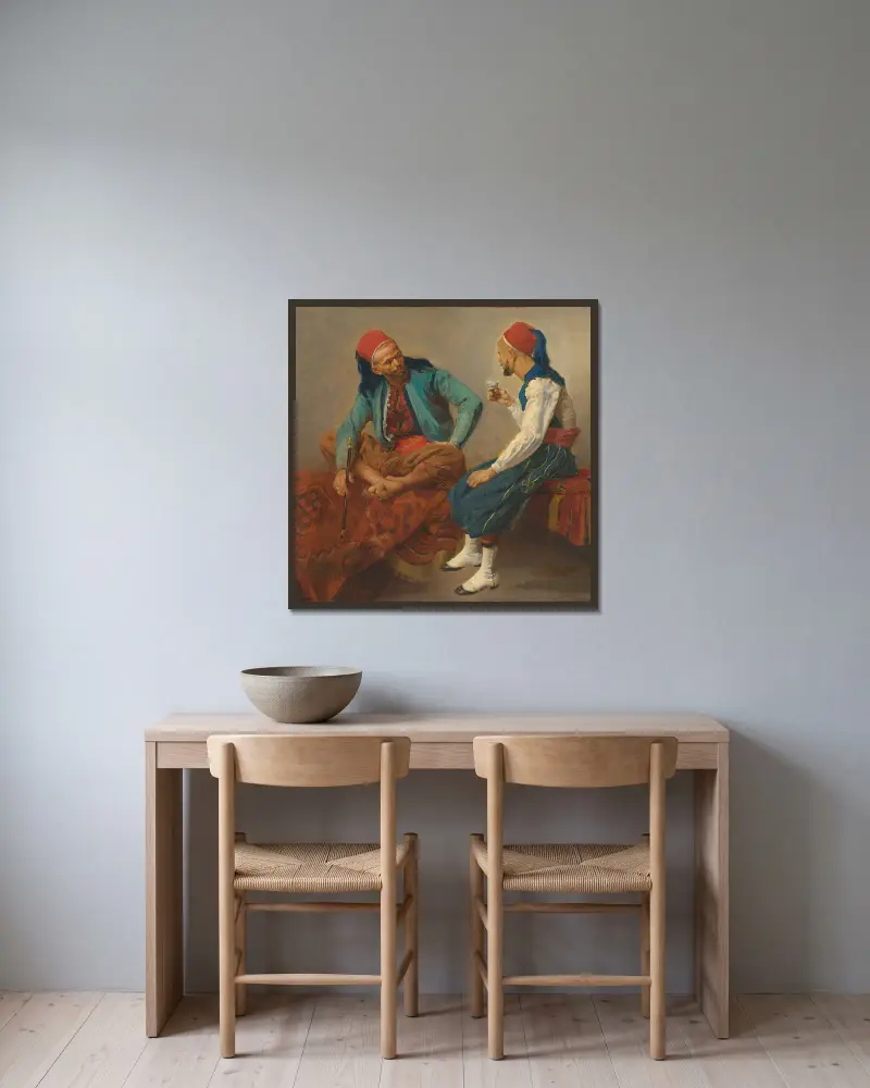 Two North Africans conversing av Isidore Pils inramad på en vägg