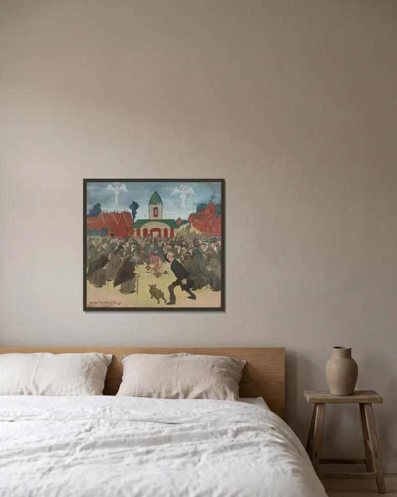 A Holy War von Ivar Arosenius gerahmt an einer Wand