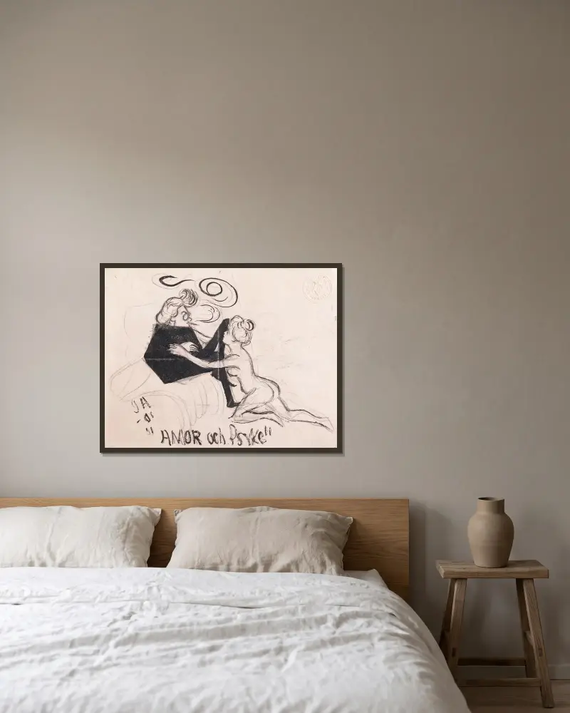 Eros and Psyche, Ivar Arosenius w ramie na ścianie