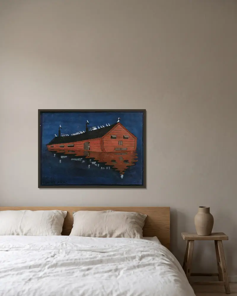 Noahs Arche von Ivar Arosenius gerahmt an einer Wand