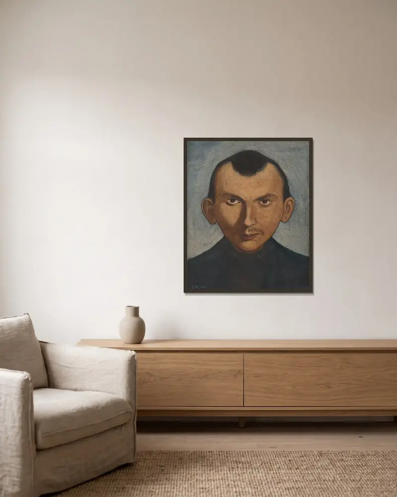 Porträtt av Axel Törneman, Ivar Arosenius v rámu na stěně