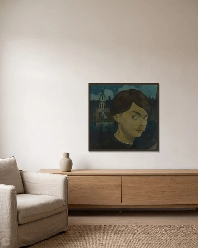 Self-Portrait von Ivar Arosenius gerahmt an einer Wand
