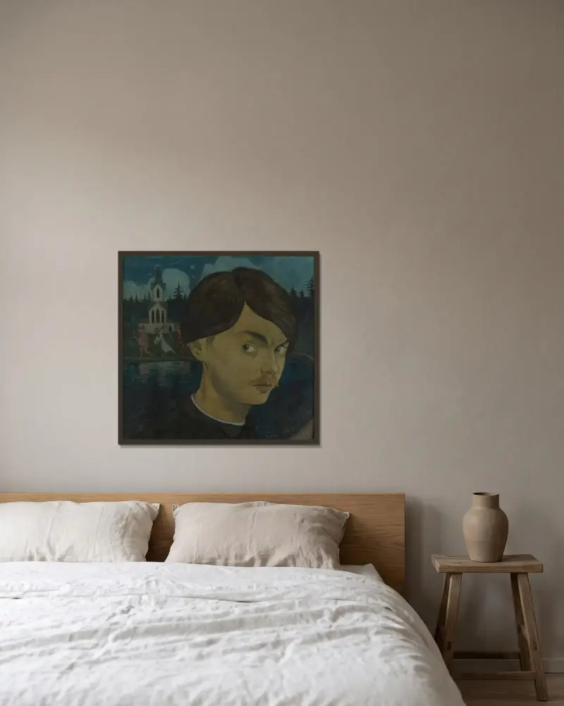 Self-Portrait von Ivar Arosenius gerahmt an einer Wand