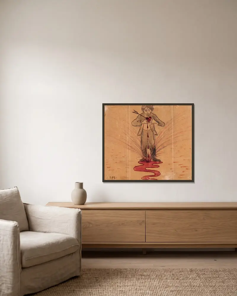 Self Portrait with Arrow in Bleeding Heart, Ivar Arosenius w ramie na ścianie