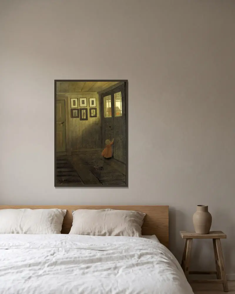 The Girl at the Door. Interior of the Artist’s home, Älvängen, Ivar Arosenius v rámu na stěně