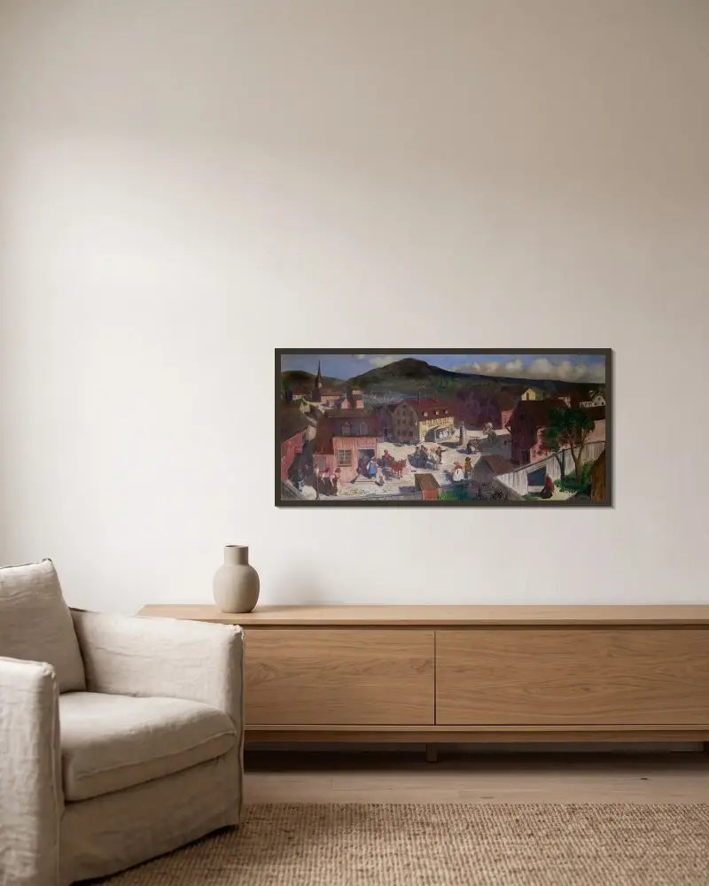 The Rumour von Ivar Arosenius gerahmt an einer Wand