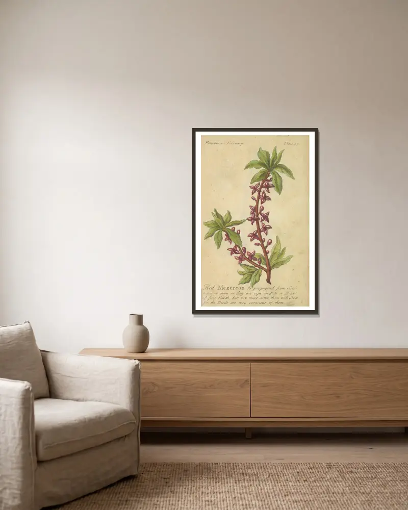 Red Mezeron av J. Duke inramad på en vägg