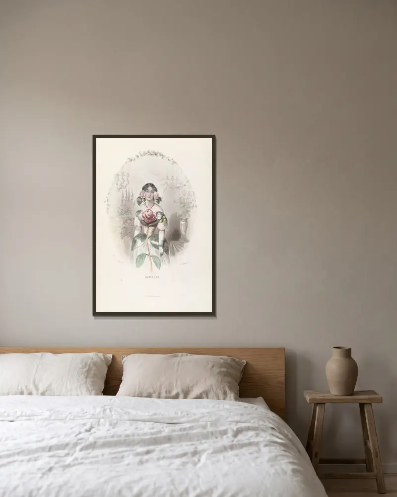 Kamelie von J. J. Grandville gerahmt an einer Wand