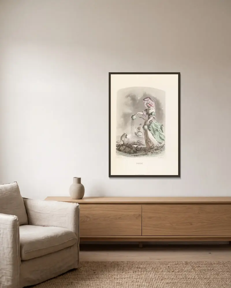 Mohn von J. J. Grandville gerahmt an einer Wand
