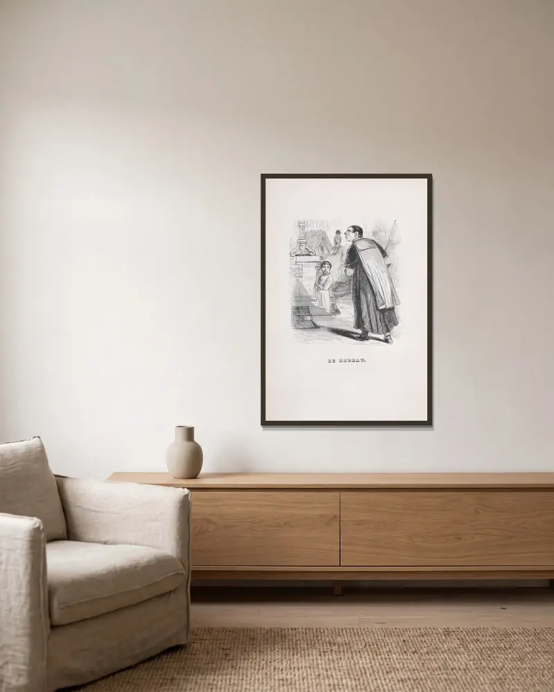Der Küster von J. J. Grandville gerahmt an einer Wand
