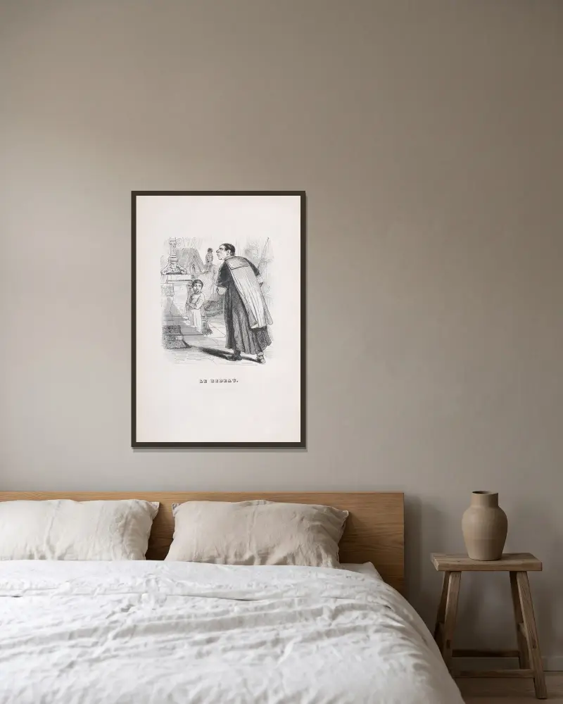 Der Küster von J. J. Grandville gerahmt an einer Wand