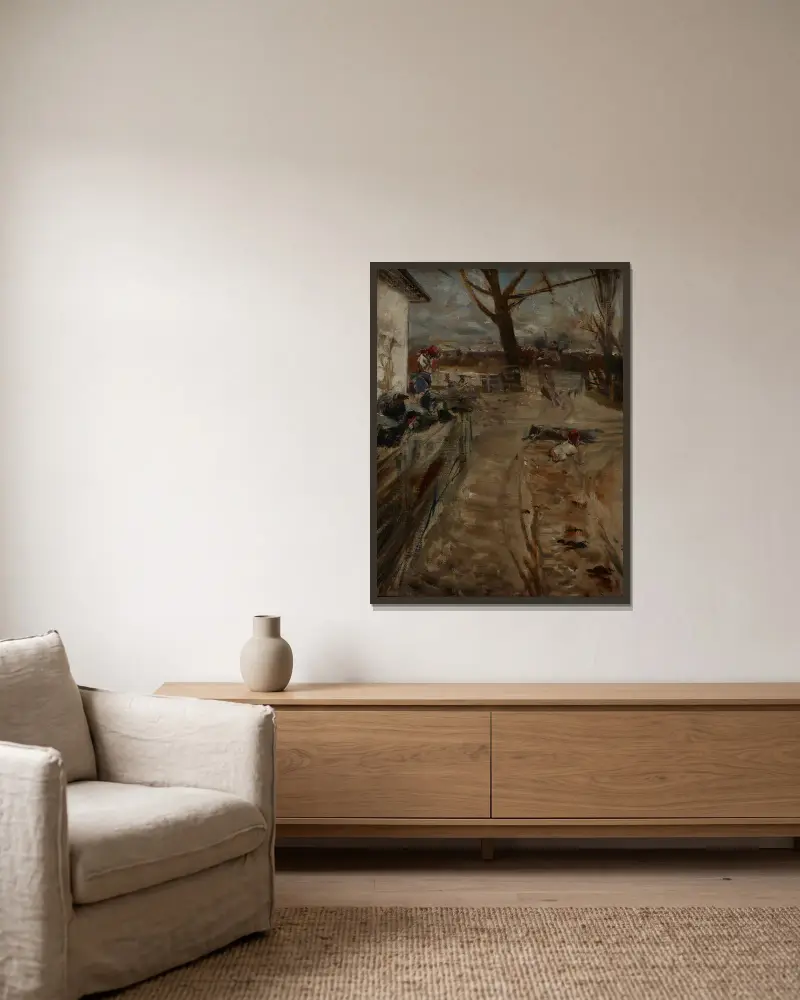 Country Farm av Jacek Malczewski inramad på en vägg