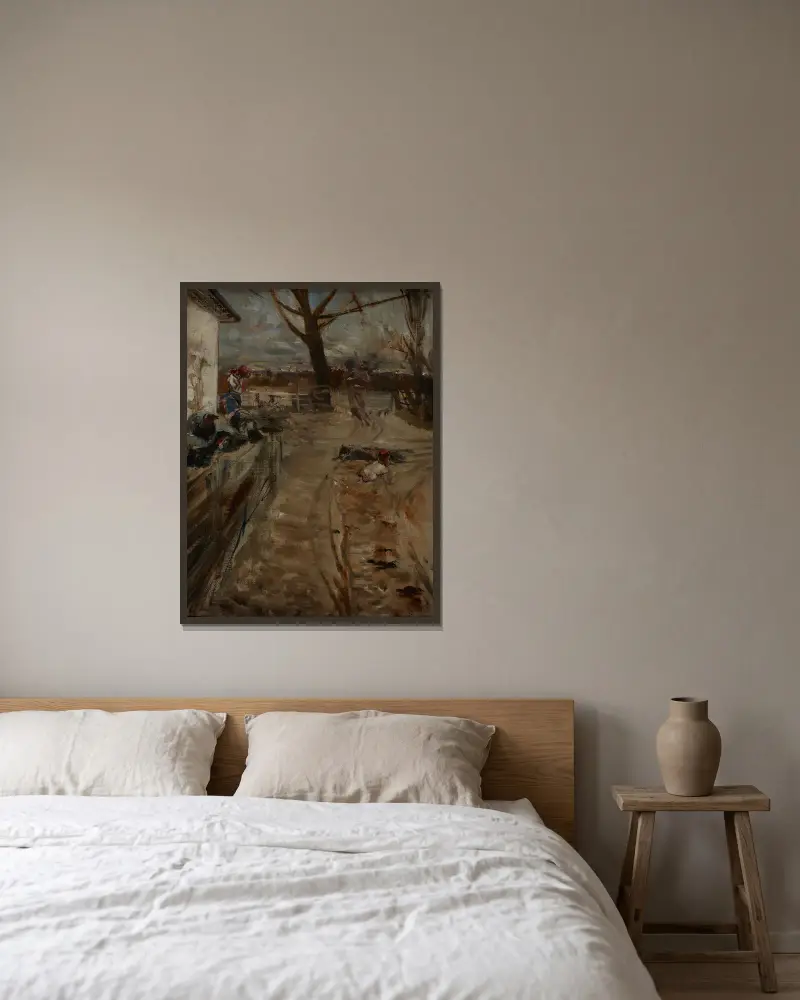 Country Farm av Jacek Malczewski inramad på en vägg