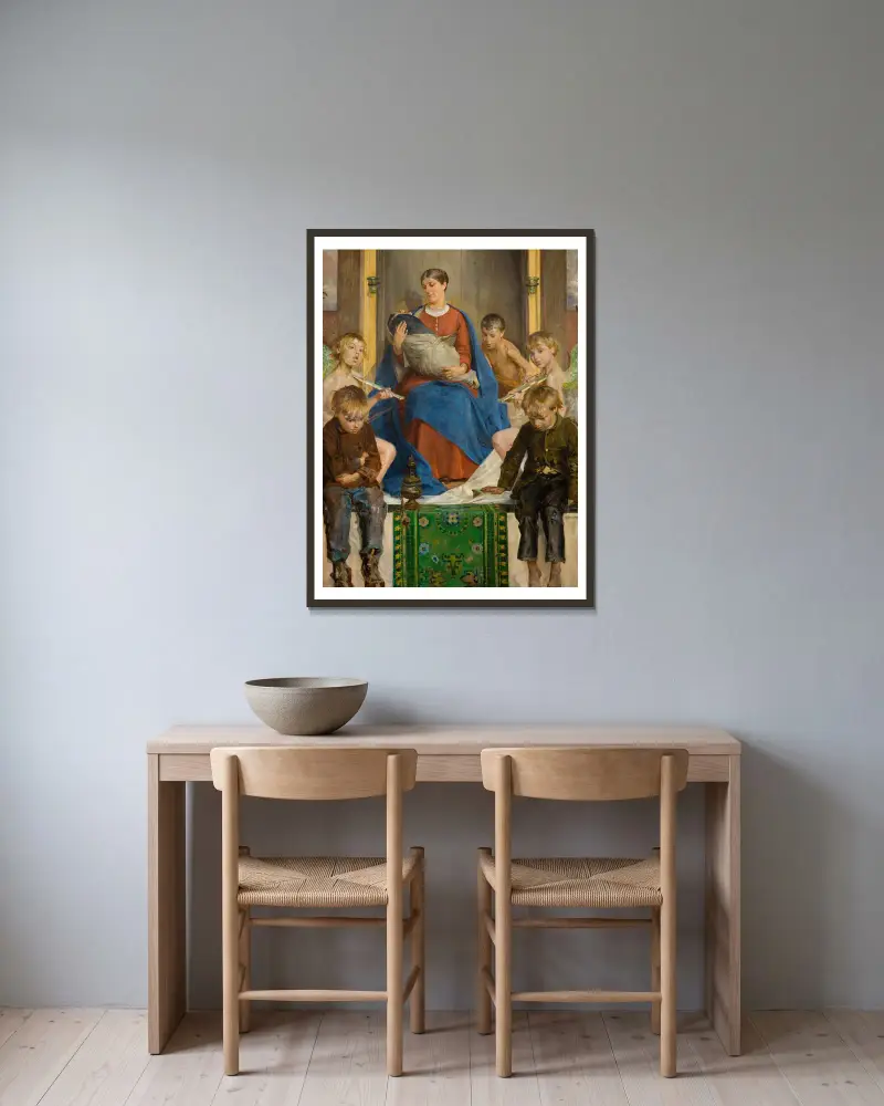 Madonna and Children av Jacek Malczewski inramad på en vägg