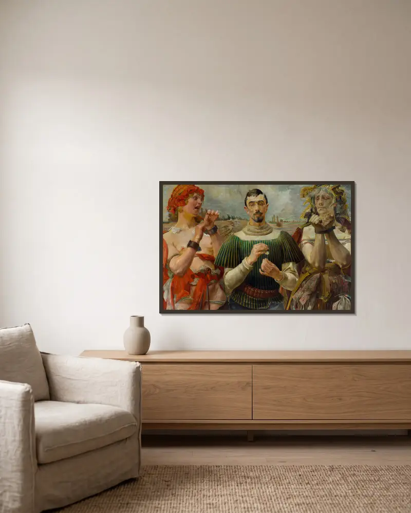 Polnischer Hamlet – Porträt von Aleksander Wielopolski von Jacek Malczewski gerahmt an einer Wand