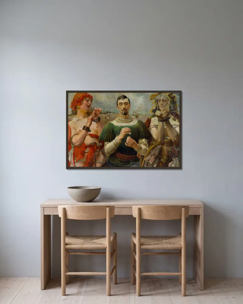 Polnischer Hamlet – Porträt von Aleksander Wielopolski von Jacek Malczewski gerahmt an einer Wand