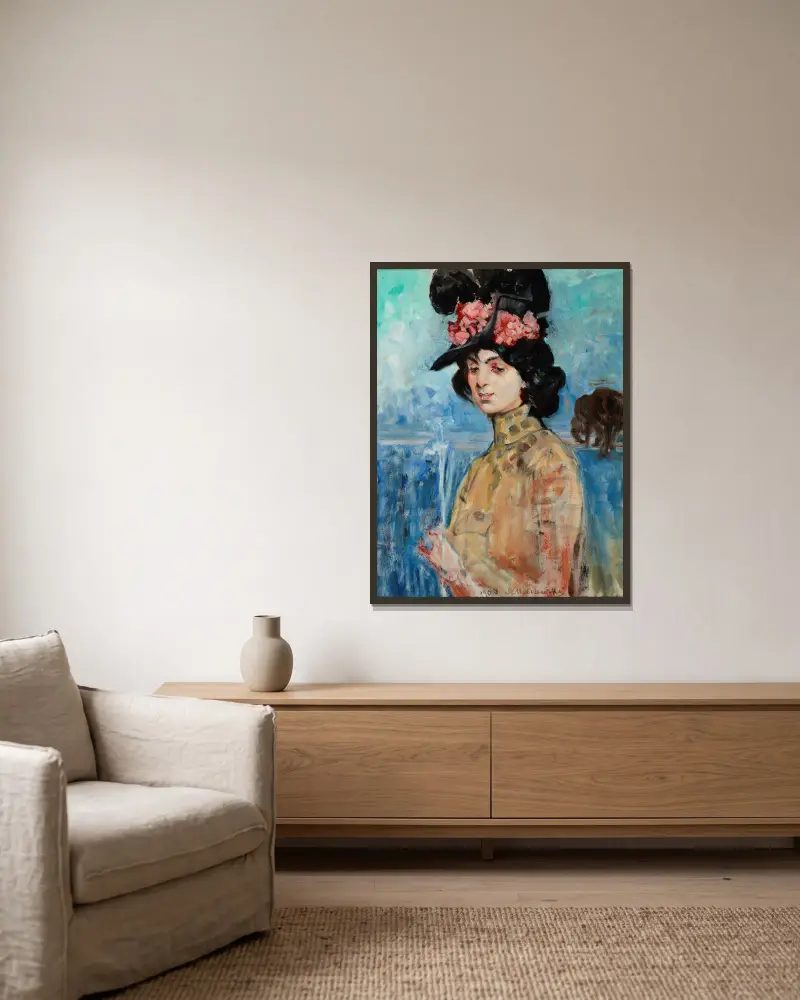 Porträtt av Zofia Atteslander av Jacek Malczewski inramad på en vägg