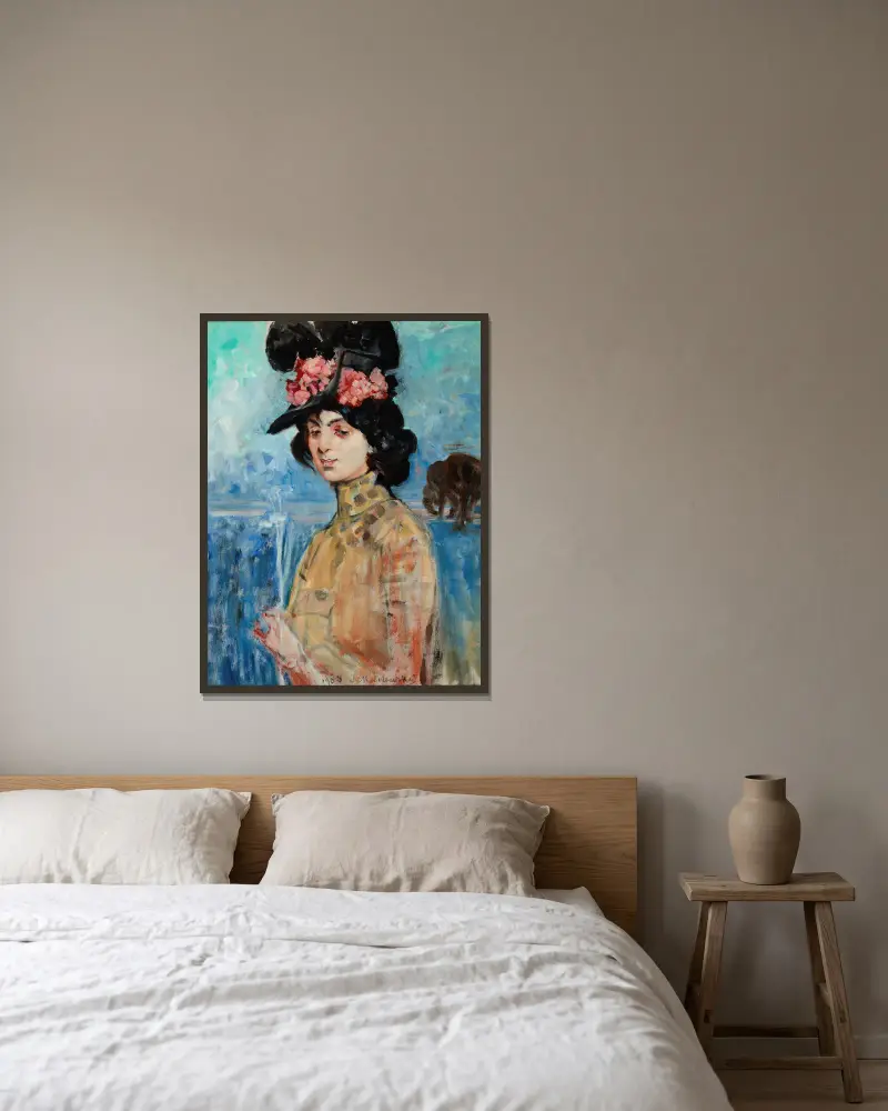 Porträtt av Zofia Atteslander av Jacek Malczewski inramad på en vägg