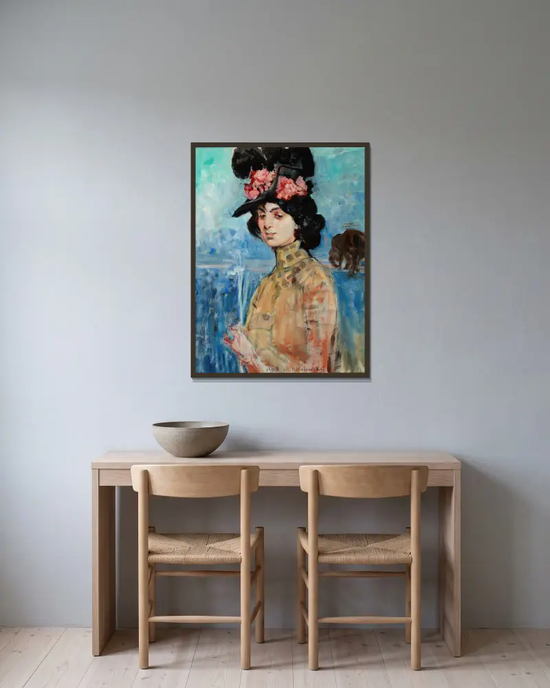Porträtt av Zofia Atteslander av Jacek Malczewski inramad på en vägg