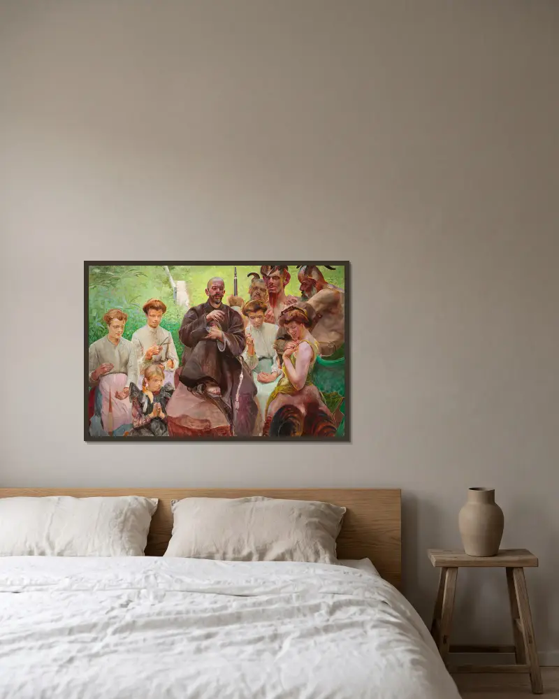 Saint Francis av Jacek Malczewski inramad på en vägg