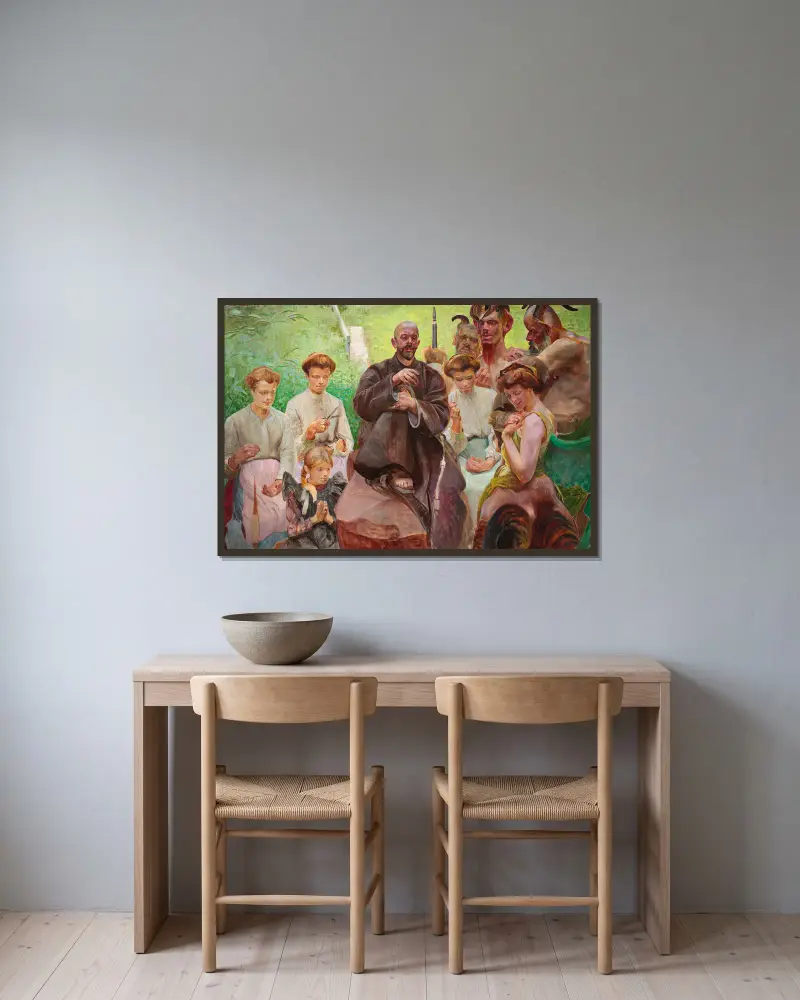 Saint Francis av Jacek Malczewski inramad på en vägg