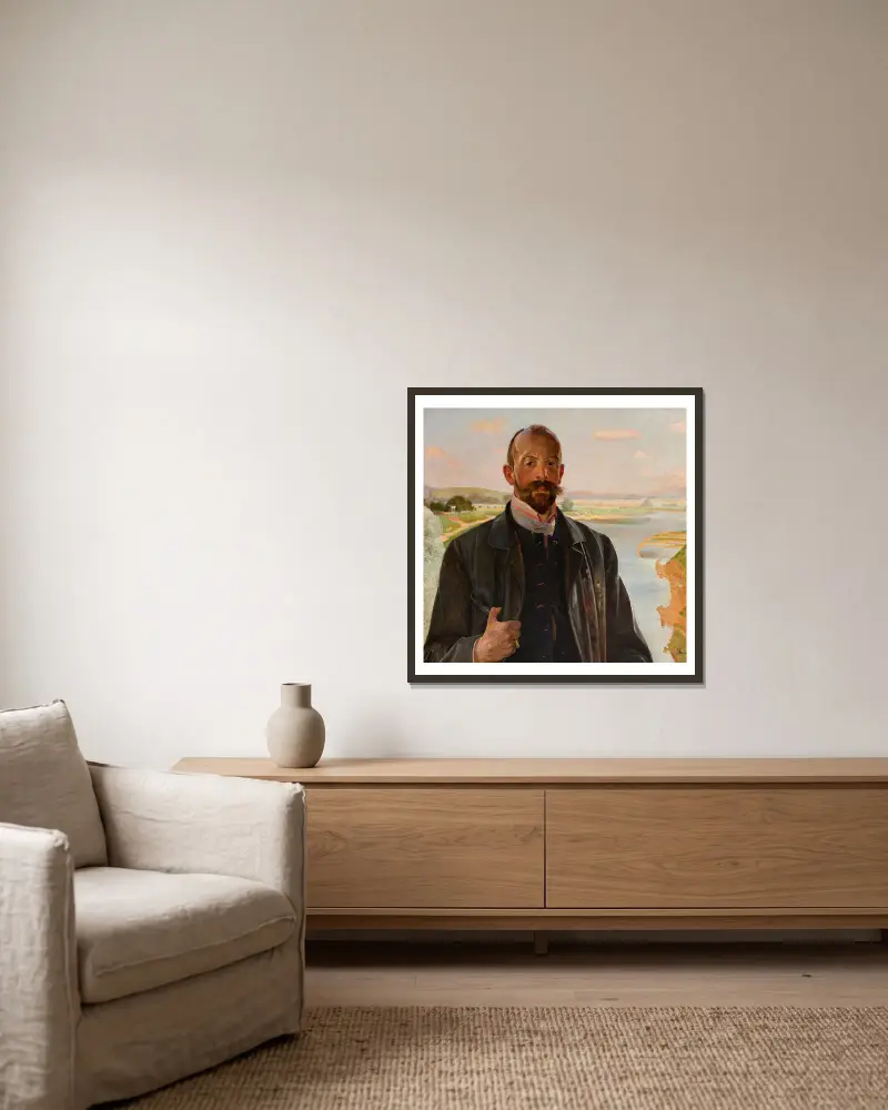 Selbstbildnis von Jacek Malczewski gerahmt an einer Wand