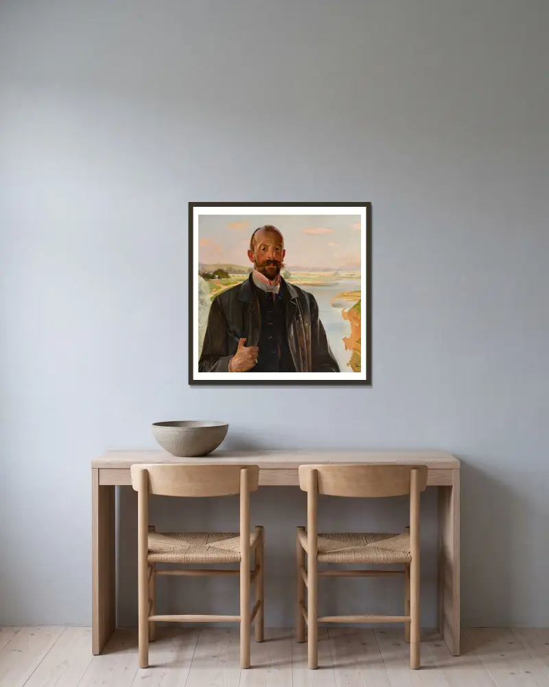 Selbstbildnis von Jacek Malczewski gerahmt an einer Wand