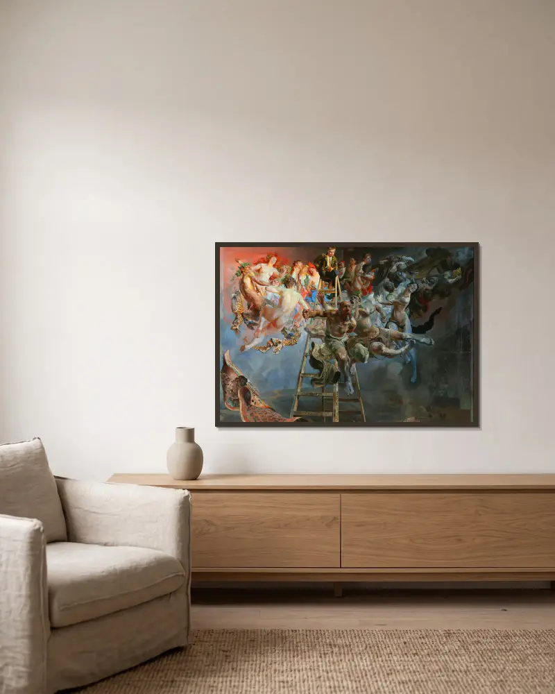 Der Teufelskreis von Jacek Malczewski gerahmt an einer Wand