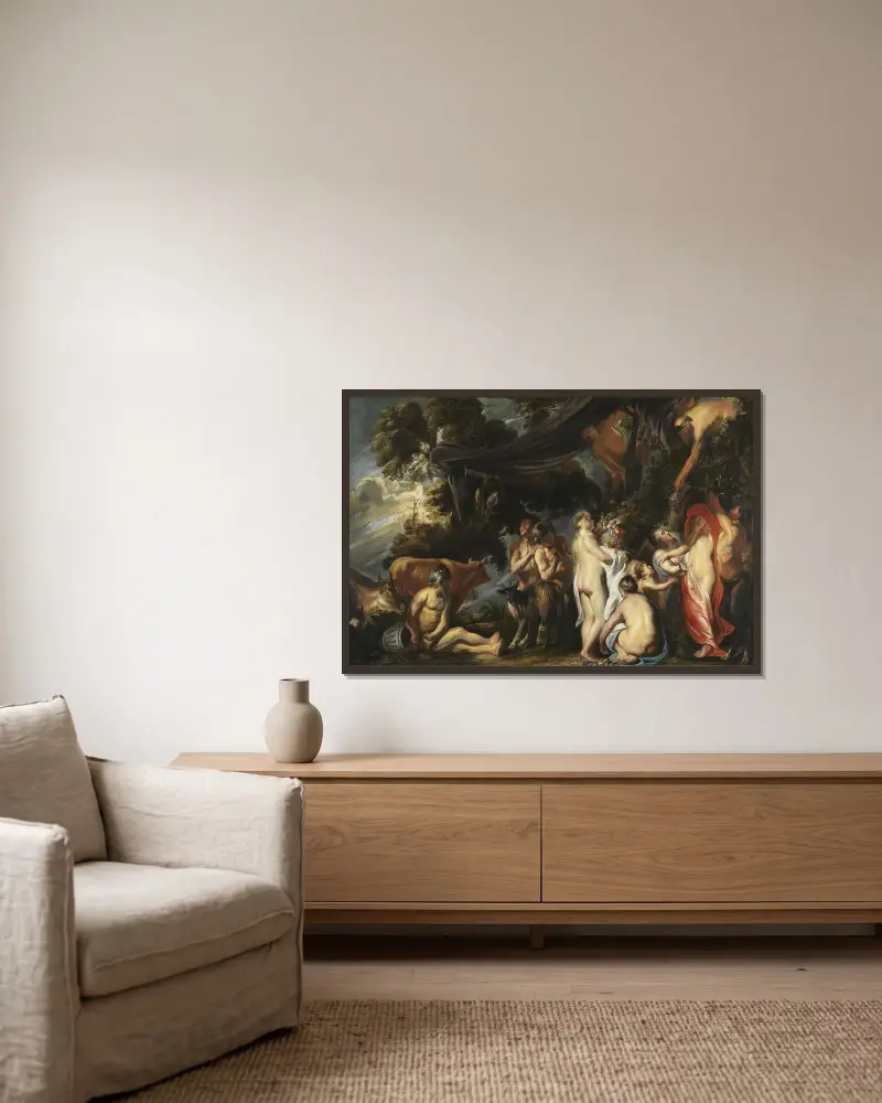 Fruktbarhetsallegori av Jacob Jordaens inramad på en vägg