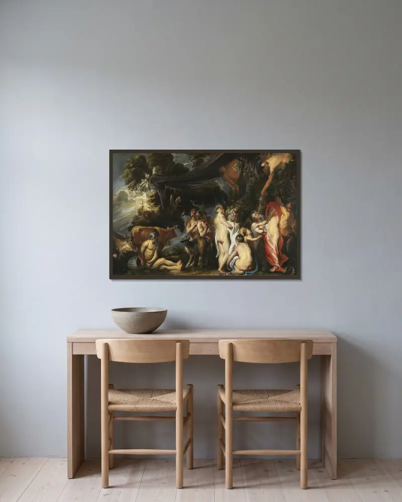 Fruktbarhetsallegori av Jacob Jordaens inramad på en vägg