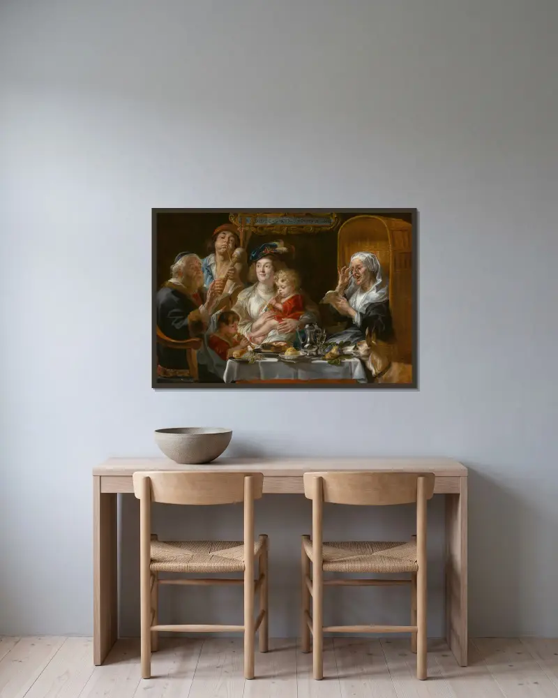 Som de gamla sjöng, så pipa de unga av Jacob Jordaens inramad på en vägg