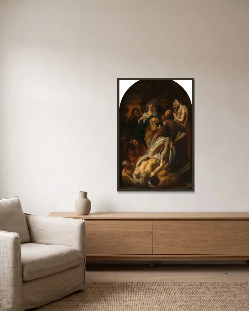 Die Grablegung Christi von Jacob Jordaens gerahmt an einer Wand