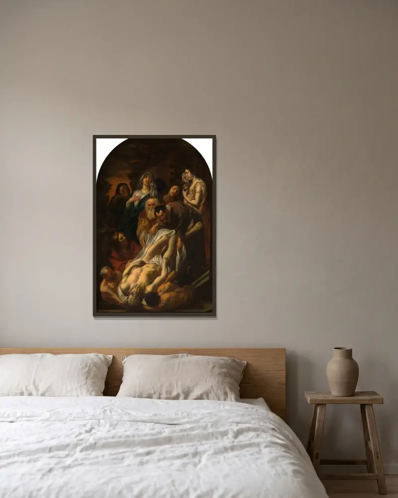 Die Grablegung Christi von Jacob Jordaens gerahmt an einer Wand