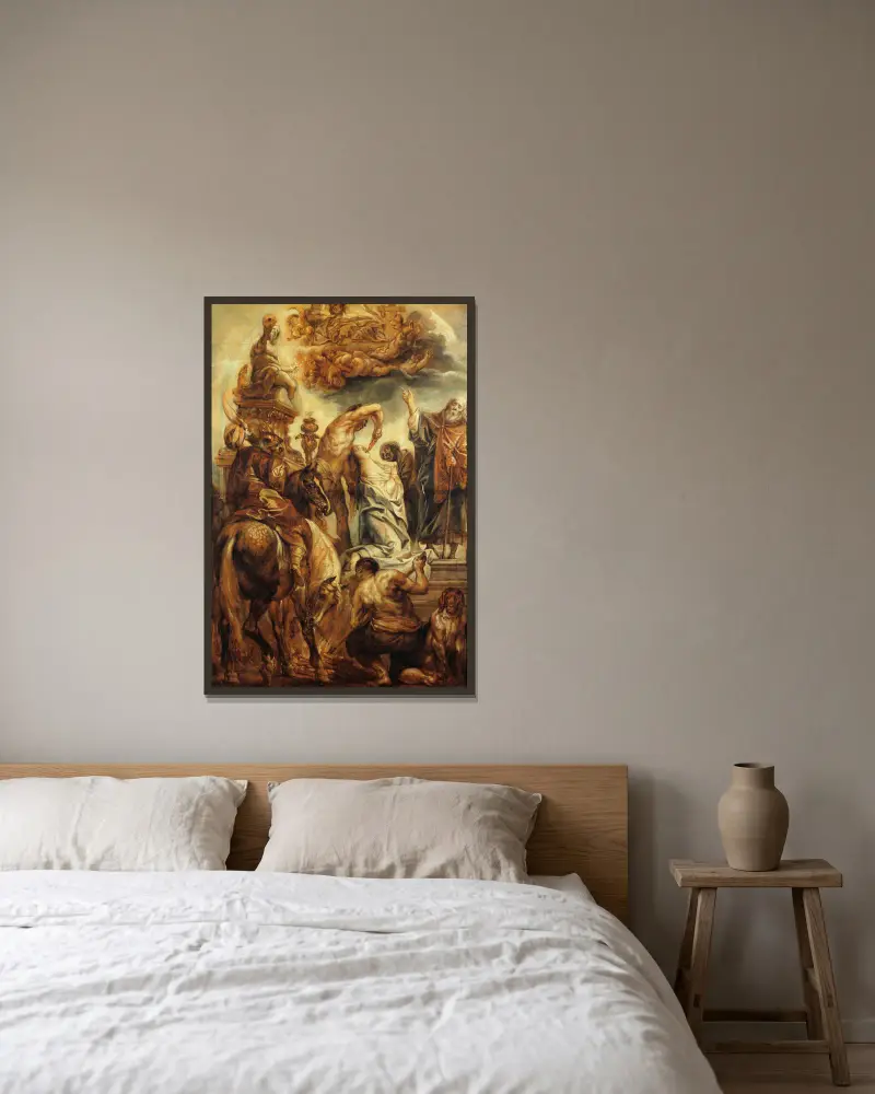 Das Martyrium der heiligen Apollonia von Jacob Jordaens gerahmt an einer Wand