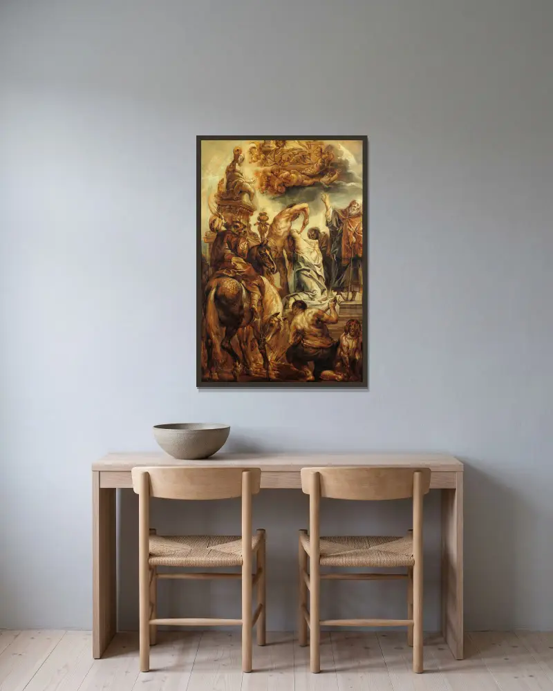 Das Martyrium der heiligen Apollonia von Jacob Jordaens gerahmt an einer Wand
