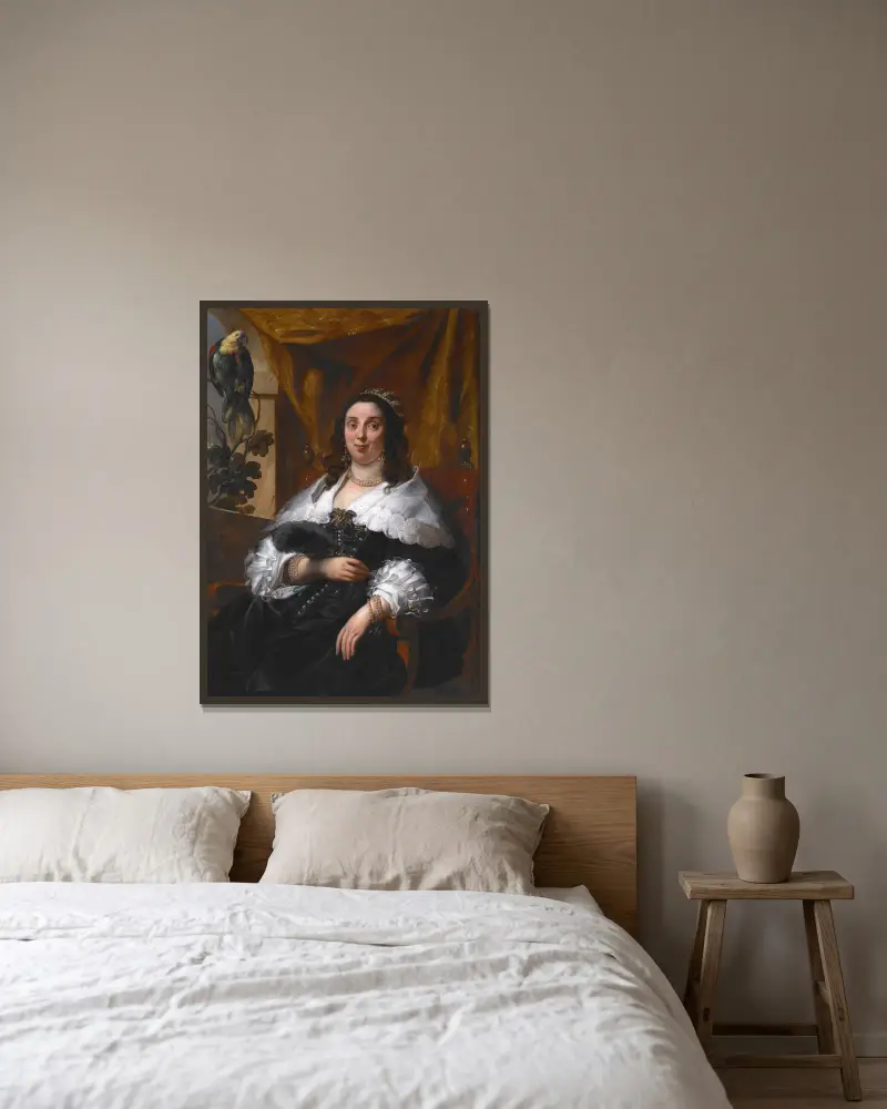 Porträtt av en dam av Jacob Jordaens inramad på en vägg